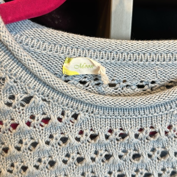 Moon & Madison blue open knit long sleeve roll neck sweater size S - Picture 2 of 3